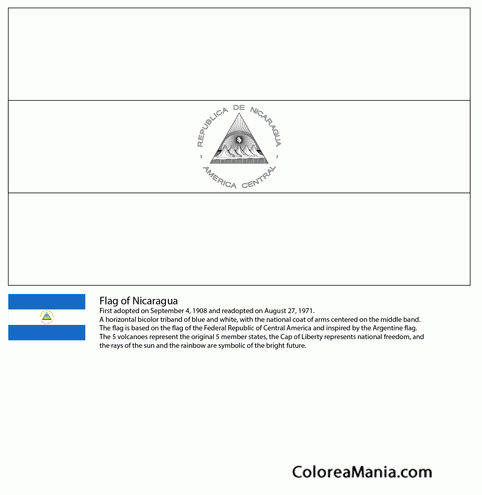 Colorear Nicaragua Banderas De Paises Dibujo Para Colorear Gratis