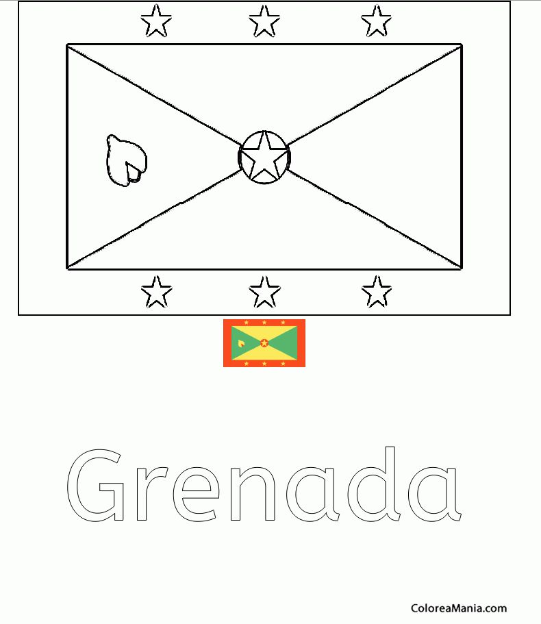 Colorear Granada Grenad Grenade Banderas De Paises Dibujo Para