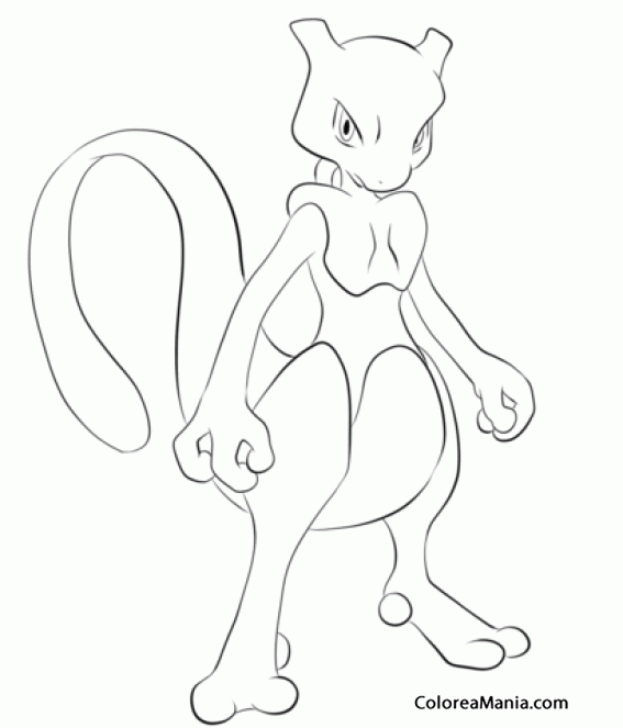 Colorear Mewtwo 2 (Pokemon), dibujo para colorear gratis