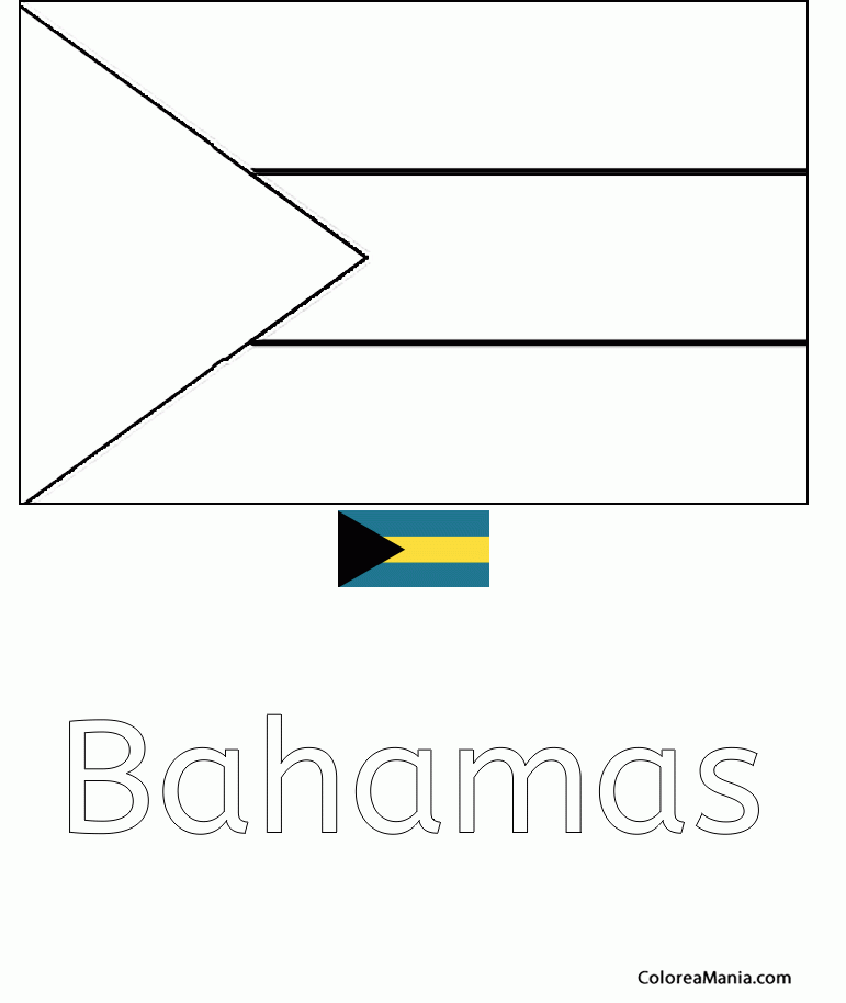 Colorear Mancomunidad De Las Bahama (Banderas De Paises), Dibujo Para ...