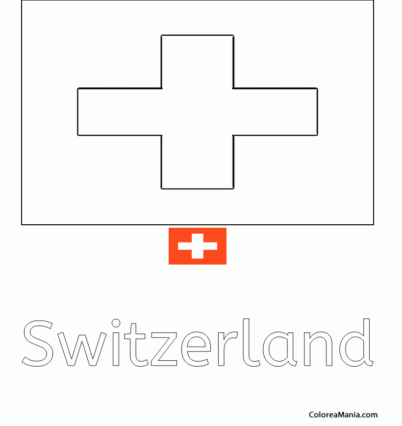 Colorear Switzerland Suisse Suiza Banderas De Paises Dibujo Para